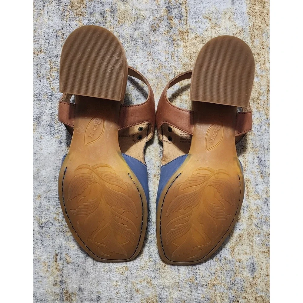 $135 Born Women's Blue Swinton Leather Slingback Sandals -  Size 9M